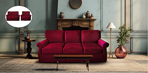 Σετ σαλόνι χειροποίητο σε γυαλιστερό βελούδο (J7313-J7312)