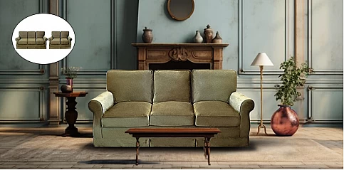 Σετ σαλόνι χειροποίητο σε γυαλιστερό βελούδο (J7613-J7612)