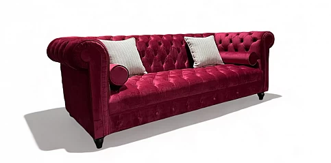 Τριθέσιος καναπές σε μπορντώ βελούδο (163454)