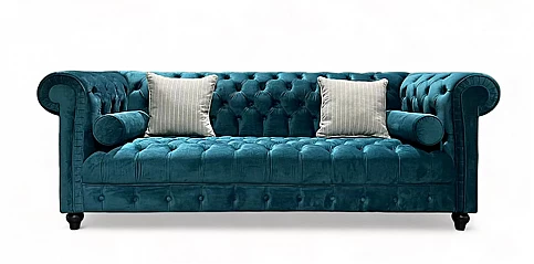 Τριθέσιος καναπές σε πετρόλ βελούδο (163463)