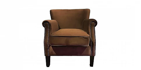 Πολυθρόνα σαλονιού σε καφέ βελούδο (1410)