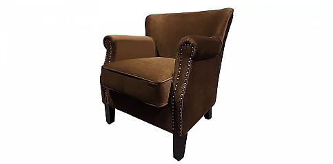 Πολυθρόνα σαλονιού σε καφέ βελούδο (1410)