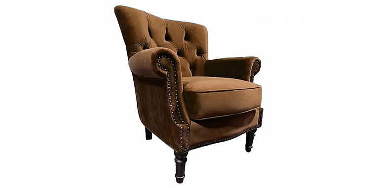 Πολυθρόνα σαλονιού χειροποίητη με καπιτονέ πλάτη καφέ (1610K) ΠΟΛΥΘΡΟΝΕΣ / ΜΠΕΡΖΕΡΕΣ