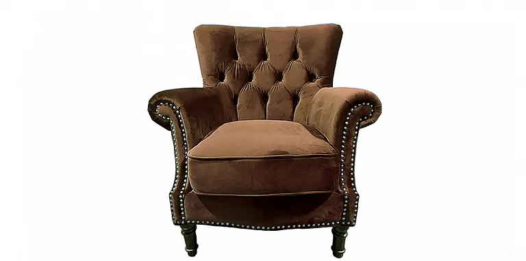 Πολυθρόνα σαλονιού χειροποίητη με καπιτονέ πλάτη καφέ (1610K) ΠΟΛΥΘΡΟΝΕΣ / ΜΠΕΡΖΕΡΕΣ