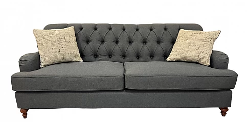 Τριθέσιος Καναπές Καπιτονέ σε Γκρι Ύφασμα (1963)