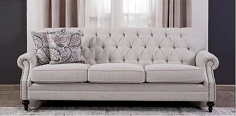 Τριθέσιος Καναπές Καπιτονέ Αγγλικού Σχεδιασμού (5333)