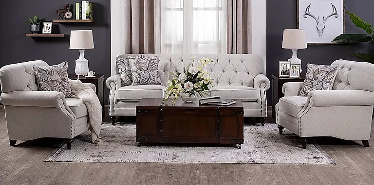 Τριθέσιος Καναπές & 2 Πολυθρόνες Καπιτονέ Αγγλικού Σχεδιασμού (5333,5331) ΚΑΝΑΠΕΣ ΤΡΙΘΕΣΙΟΣ