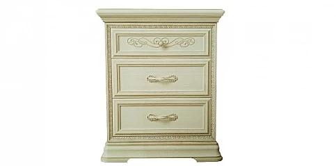 Κομοδίνο 3 συρτάρια εκρού πατίνα TORRIANI (TORA)