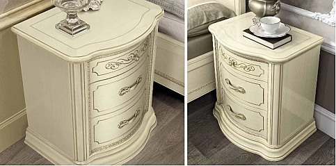 Κομοδίνο με οβάλ συρτάρια σε εκρού φινίρισμα TORRIANI (TORA2)