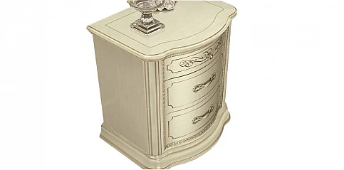 Κομοδίνο με οβάλ συρτάρια σε εκρού φινίρισμα TORRIANI (TORA2)