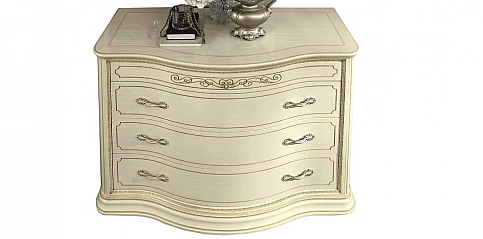 Συρταριέρα δωματίου κουρμπέ εκρού φινίρισμα TORRIANI (TOR2)