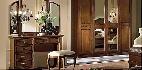 Καθρέφτης υπνοδωματίου τρίπτυχος καρυδιά (TORI2)