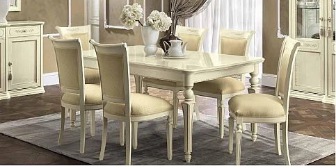 Τραπέζι τραπεζαρίας Ιταλίας σε εκρού λάκα TORRIANI AVORIO (TORA)