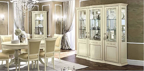 Κλασική βιτρίνα με τρεις πόρτες εκρού πατίνα (TORIAN)