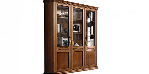 Βιβλιοθήκη με τρεις πόρτες φινίρισμα καρυδιάς TORRIANI (TOR3)