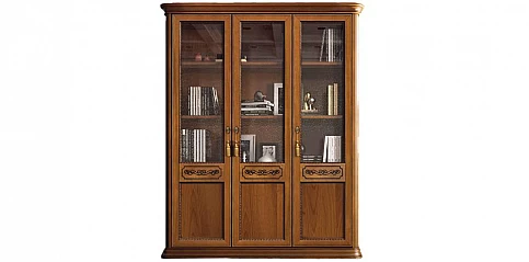 Βιβλιοθήκη με τρεις πόρτες φινίρισμα καρυδιάς TORRIANI (TOR3)