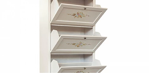 Παπουτσοθήκη Vintage "Bellrose" με Ζωγραφική Λουλουδιών – Ρομαντικό Στυλ, 4 Επιπέδων (0505)