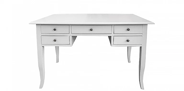 Γραφείο λευκή λάκα με πέντε συρτάρια (113A) ΓΡΑΦΕΙΑ ΚΛΑΣΙΚΑ