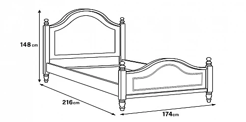 Ξύλινο Διπλό Κρεβάτι Vintage σε Λευκό – Ρομαντικό Στυλ (1455) 