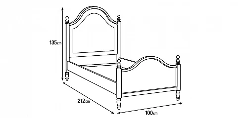 Μονό Λευκό Κρεβάτι Vintage για Κοριτσίστικο Δωμάτιο (1431)