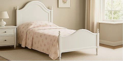 Μονό Λευκό Κρεβάτι Vintage για Κοριτσίστικο Δωμάτιο (1431)