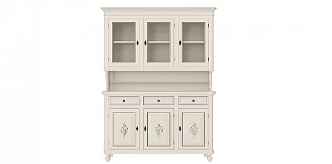 Βιτρίνα Μπουφές "Bellrose" με Ζωγραφική | Vintage Έπιπλο Κουζίνας (4923)