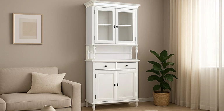 Ξύλινος μπουφές κρυσταριέρα με γυάλινες πόρτες"