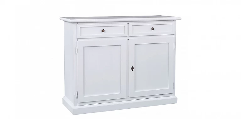 Μπουφές λευκός κλασικός ματ λάκα με 2 συρτάρια και 2 ντουλάπια