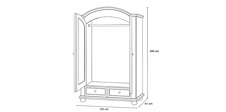 Ντουλάπα ξύλινη δίφυλλη (245Ι) ΝΤΟΥΛΑΠΕΣ