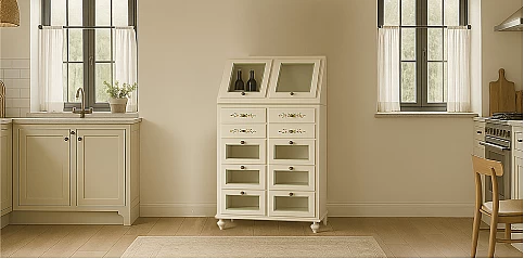 Τροφοθήκη Έπιπλο Vintage "Bellrose" με Ζωγραφική Λουλουδιών (0501)