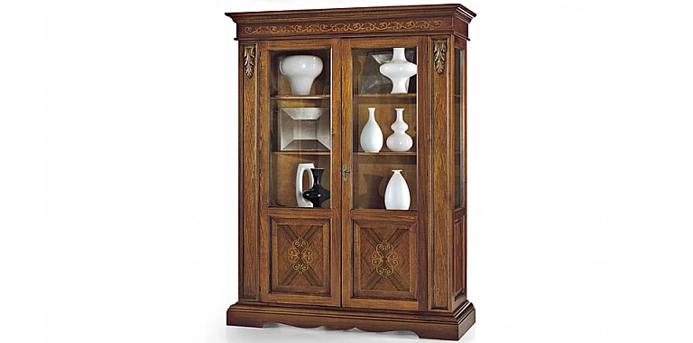 Βιτρίνα δίφυλλη με μαρκετερί (488Ι) ΒΙΤΡΙΝΕΣ ΕΠΙΠΛΑ