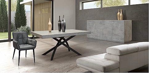 Μοντέρνο τραπέζι τραπεζαρίας χιαστί CEMENT (1833)
