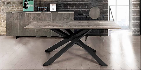 Τραπέζι τραπεζαρίας μέταλλο και ξύλο "MASSI" Gray (1623)