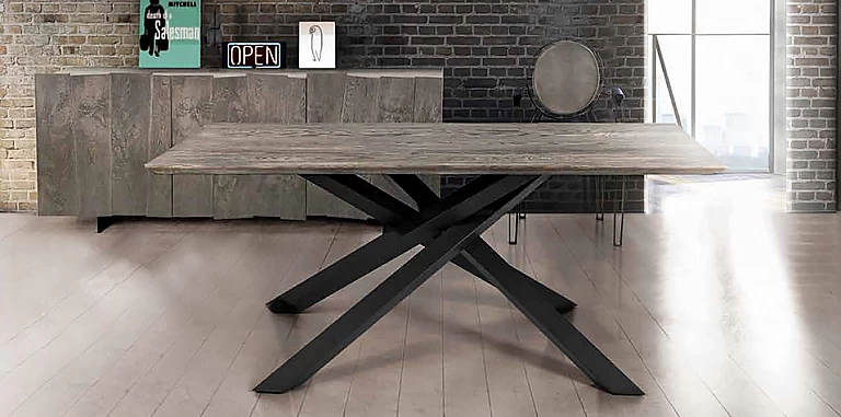 Τραπέζι τραπεζαρίας μέταλλο & ξύλο "MASSI" Gray (1623)-ΤΡΑΠΕΖΙΑ ΤΡΑΠΕΖΑΡΙΑΣ