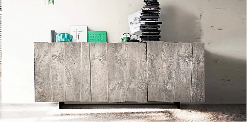 Μοντέρνος 3φυλλος μπουφές ξύλο και μέταλλο "MASSI" Gray (1626)