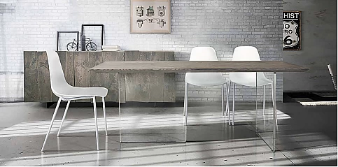 Τραπέζι τραπεζαρίας ξύλο και γυαλί "CIERA" Gray (1667)