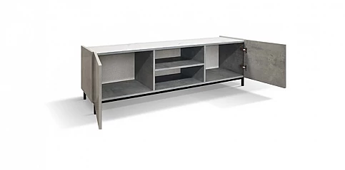 Μοντέρνο έπιπλο τηλεόρασης με μεταλλικά πόδια CEMENT GRAY (1820)
