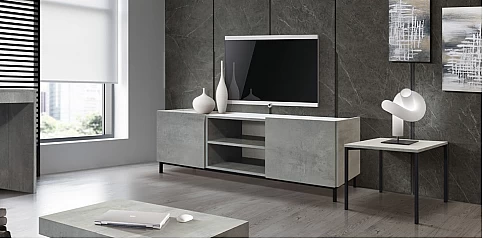 Μοντέρνο έπιπλο τηλεόρασης με μεταλλικά πόδια CEMENT GRAY (1820)