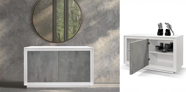 Μοντέρνος δίφυλλος μπουφές WHITE-CEMENT (1843)-ΜΠΟΥΦΕΣ