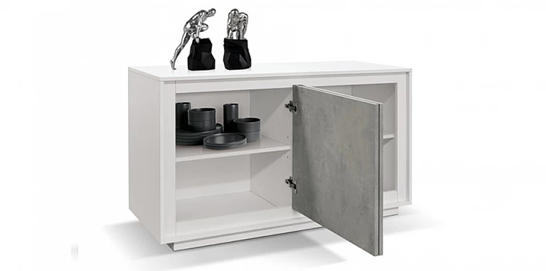 Μοντέρνος δίφυλλος μπουφές WHITE-CEMENT (1843)-ΜΠΟΥΦΕΣ