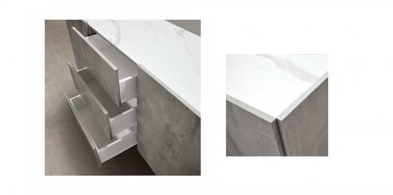 Μοντέρνος μπουφές με 3 συρτάρια και μεταλλικά πόδια CEMENT GRAY (1798)-ΜΠΟΥΦΕΣ