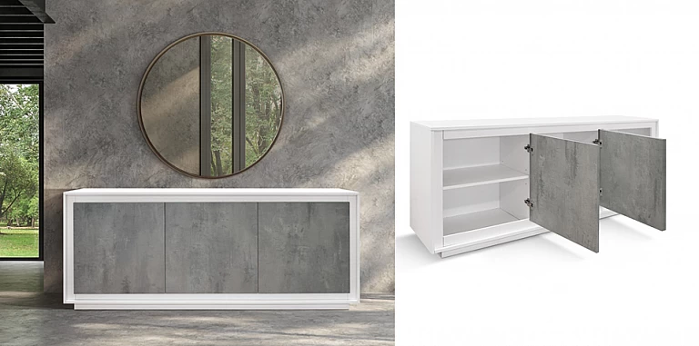 Μοντέρνος τρίφυλλος μπουφές WHITE-CEMENT (1844)-ΜΠΟΥΦΕΣ