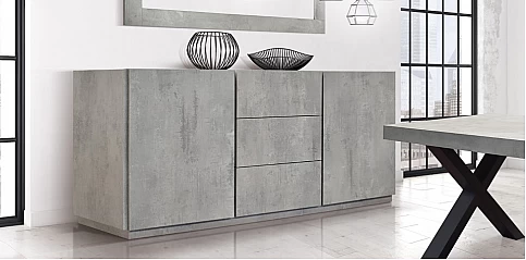Μοντέρνος μπουφές με 3 συρτάρια CEMENT GRAY (1824)