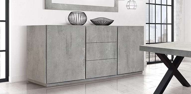 Μοντέρνος μπουφές με 3 συρτάρια CEMENT GRAY (1824)-ΜΠΟΥΦΕΣ Μοντέρνος μπουφές με 3 συρτάρια CEMENT GRAY (1824)-ΜΠΟΥΦΕΣ