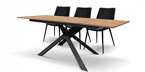 Μοντέρνο τραπέζι τραπεζαρίας επεκτεινόμενο RUSTIC μαύρο (1769)