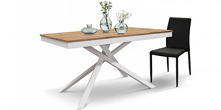 Μοντέρνο τραπέζι τραπεζαρίας επεκτεινόμενο RUSTIC λευκό (1781)-ΤΡΑΠΕΖΙΑ ΤΡΑΠΕΖΑΡΙΑΣ