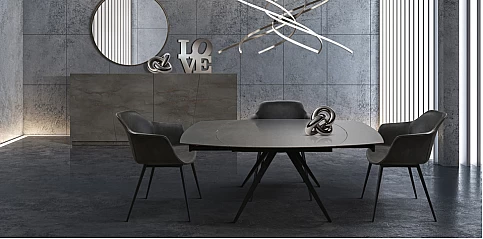 Μοντέρνο τραπέζι τραπεζαρίας επεκτεινόμενο ανθρακί (1920)