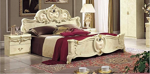 Κρεβάτι king size Ιταλίας BAROCCO εκρού (197Χ200) (BAR3)