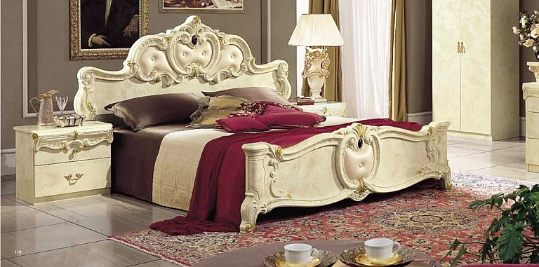 Κρεβάτι διπλό Ιταλίας BAROCCO εκρού (160Χ200) (BARI) ΚΡΕΒΑΤΙ
