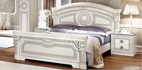 Κρεβάτι king size λευκό-ασημί AIDA (AIDW3)